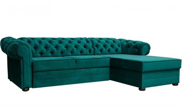 Canapé d'angle chesterfield velours convertible lit avec coffre BRITTICH