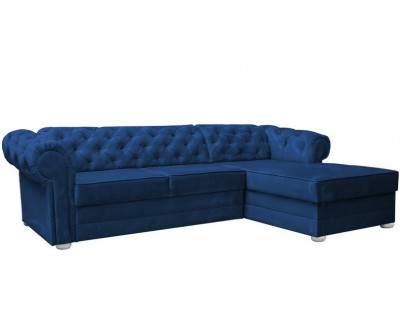 Canapé d'angle chesterfield velours convertible lit avec coffre BRITTICH