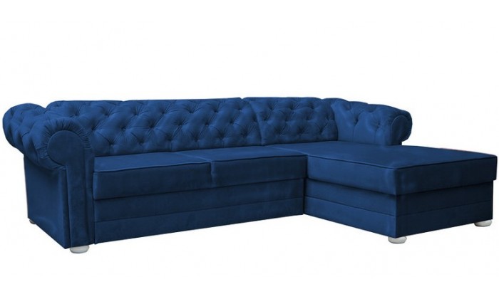 Canapé d'angle chesterfield velours convertible lit avec coffre BRITTICH