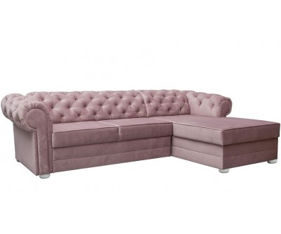 Canapé d'angle chesterfield velours convertible lit avec coffre BRITTICH