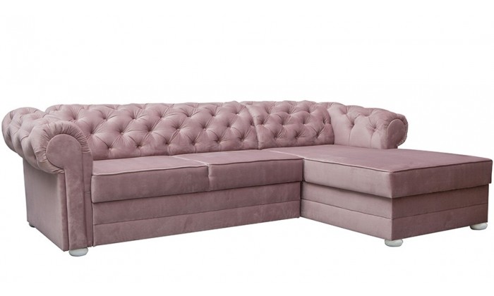 Canapé d'angle chesterfield velours convertible lit avec coffre BRITTICH