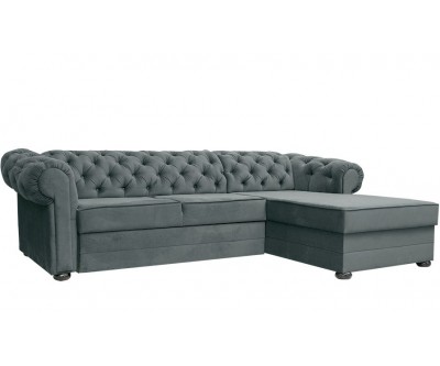 Canapé d'angle chesterfield velours convertible lit avec coffre BRITTICH