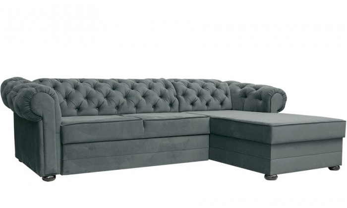 Canapé d'angle chesterfield velours convertible lit avec coffre BRITTICH