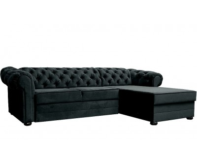 Canapé d'angle chesterfield velours convertible lit avec coffre BRITTICH