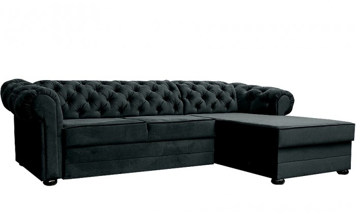 Canapé d'angle chesterfield velours convertible lit avec coffre BRITTICH