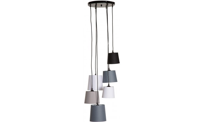 Lustre Levels IV en noir gris et blanc avec 6 parapluies