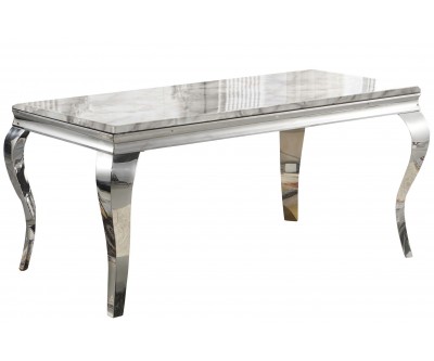 Table de salle à manger design baroque en acier inoxydable marbre blanc 12mm CASTER
