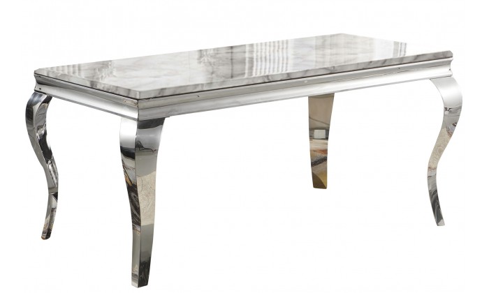 Table de salle à manger design baroque en acier inoxydable marbre blanc 12mm CASTER