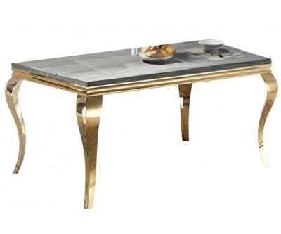 Table de salle à manger design baroque en acier inoxydable et bois imitation CASTER