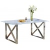 Table de salle à manger ultra design en acier inoxydable poli et plateau au choix KEXIS