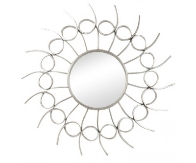 Miroir Soleil Metal Antique Argent 110 cm