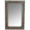 Miroir Oriental Bois De Manguier Azur/Orange