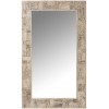 Miroir Symboles Rectangulaires Bois Recyclé Blanc Délavé