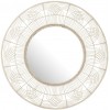 Miroir Rond Fleur Bambou Blanc