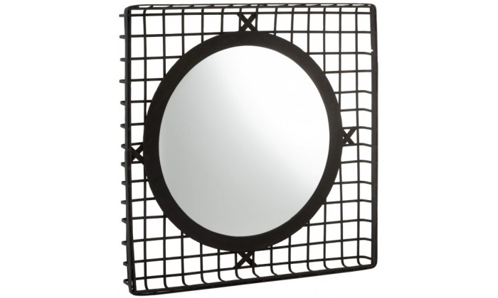 Miroir Rond Carre Bambou Noir