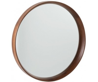 Miroir Rond Bois/Verre Marron Fonce Large