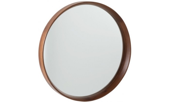 Miroir Rond Bois/Verre Marron Fonce Large