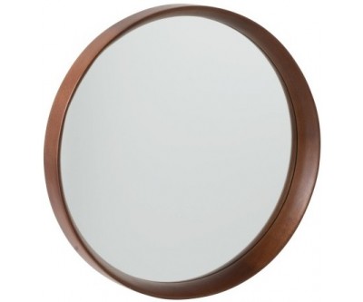 Miroir Rond Bois/Verre Marron Fonce Small