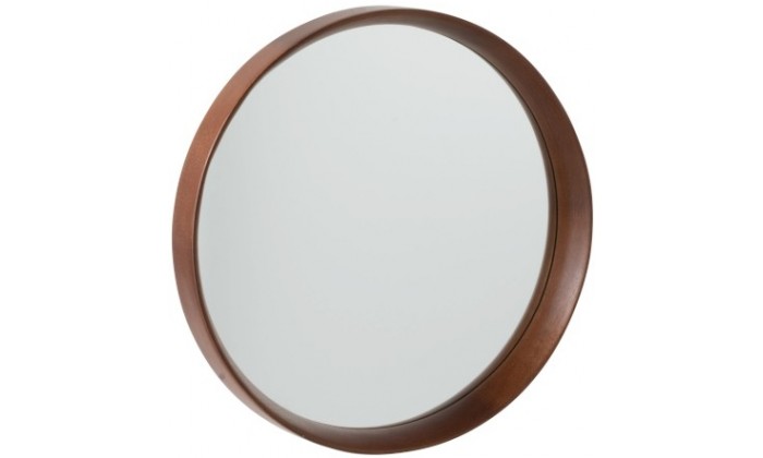 Miroir Rond Bois/Verre Marron Fonce Small