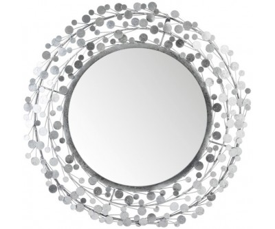 Miroir Rond Boules Metal/Verre Argent