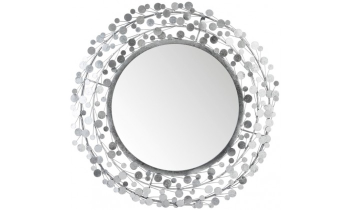 Miroir Rond Boules Metal/Verre Argent