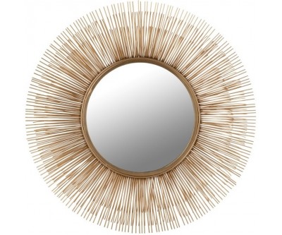 Miroir Barres Fines Rond Aluminium/Verre Or