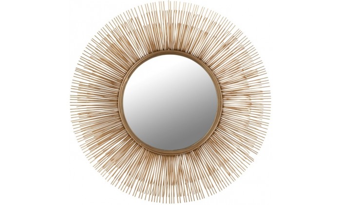 Miroir Barres Fines Rond Aluminium/Verre Or