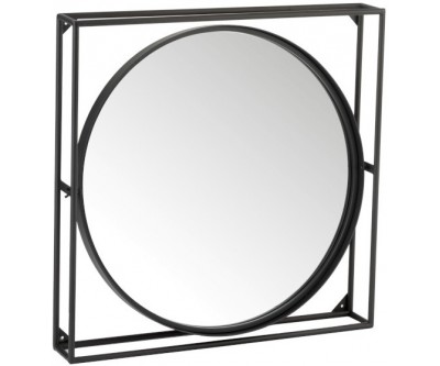 Miroir Cercle/Carre Metal/Verre Noir