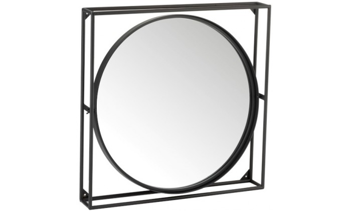 Miroir Cercle/Carre Metal/Verre Noir