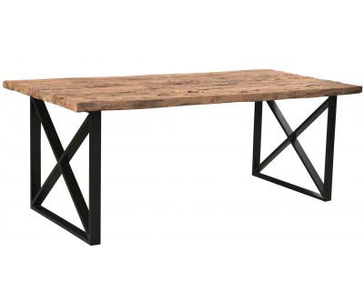 Table de salle à manger ultra design en acier noir poli et plateau au choix KEXIS