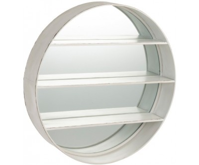 Miroir Rond Planche Bois Blanc