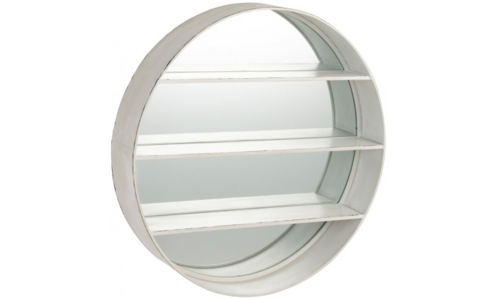 Miroir Rond Planche Bois Blanc