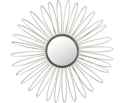 Miroir + Led Rond Metal/Verre Argent