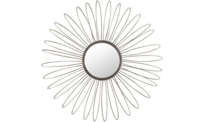 Miroir + Led Rond Metal/Verre Argent