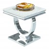 Table de salle à manger ultra design en acier inoxydable poli et plateau au choix GUCCI