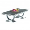 Table de salle à manger ultra design en acier inoxydable poli et plateau au choix GUCCI