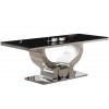 Table de salle à manger ultra design en acier inoxydable poli et plateau au choix CHANEL