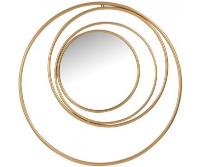 Miroir 4 Cercles Metal/Verre Mat Or