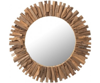 Miroir Rond Bois/Verre Large