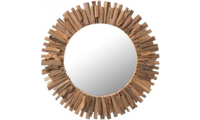 Miroir Rond Bois/Verre Large