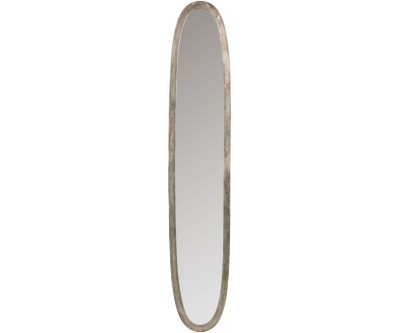 Miroir Ovale Aluminium/Verre Antique Gris Large