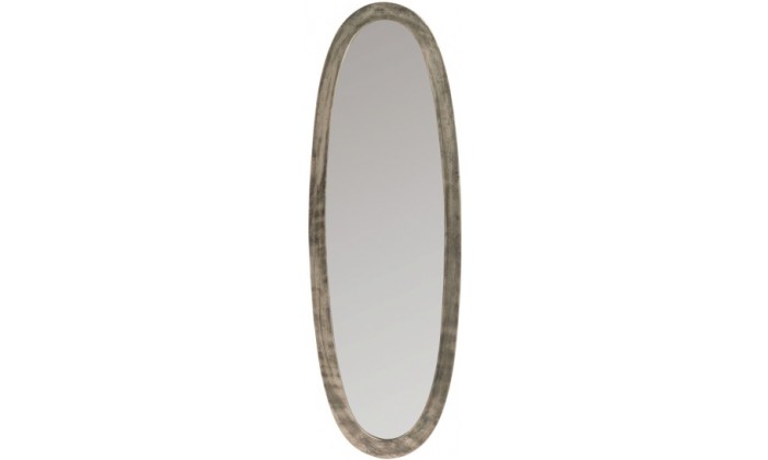 Miroir Ovale Aluminium/Verre Antique Gris Small