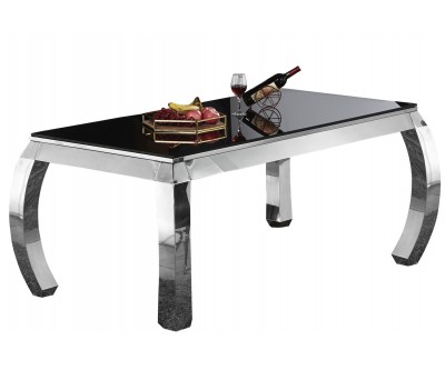 Table de salle à manger ultra design en acier inoxydable poli et plateau au choix CUSTER