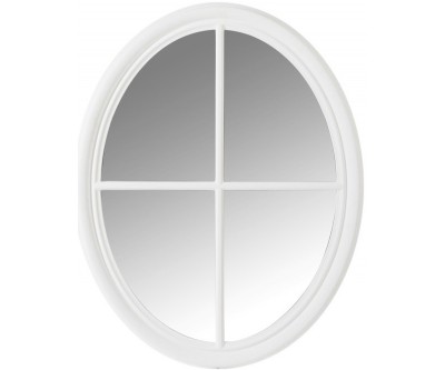 Miroir Ovale Croix Metal/Verre Blanc