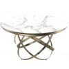 Table de salle à manger rond  ultra design en acier inoxydable gold et plateau au choix CALIMERA