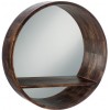 Miroir Rond Tablette Bois Marron Large