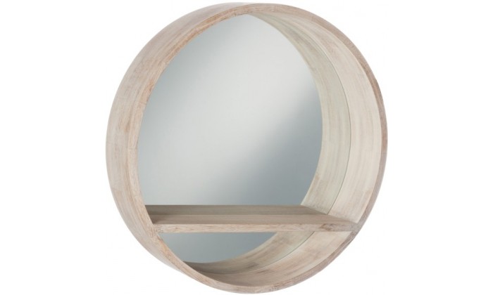 Miroir Rond Tablette Bois White Wash Large