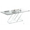 Table de salle à manger ultra design en acier inoxydable silver et plateau vitre IDEA