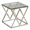 Table de salle à manger ultra design en acier inoxydable silver et plateau vitre IDEA