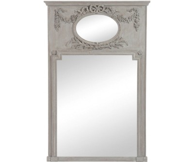 Miroir Ovale/Rectangulaire Fleur Bois Antique Taupe 106X160Cm